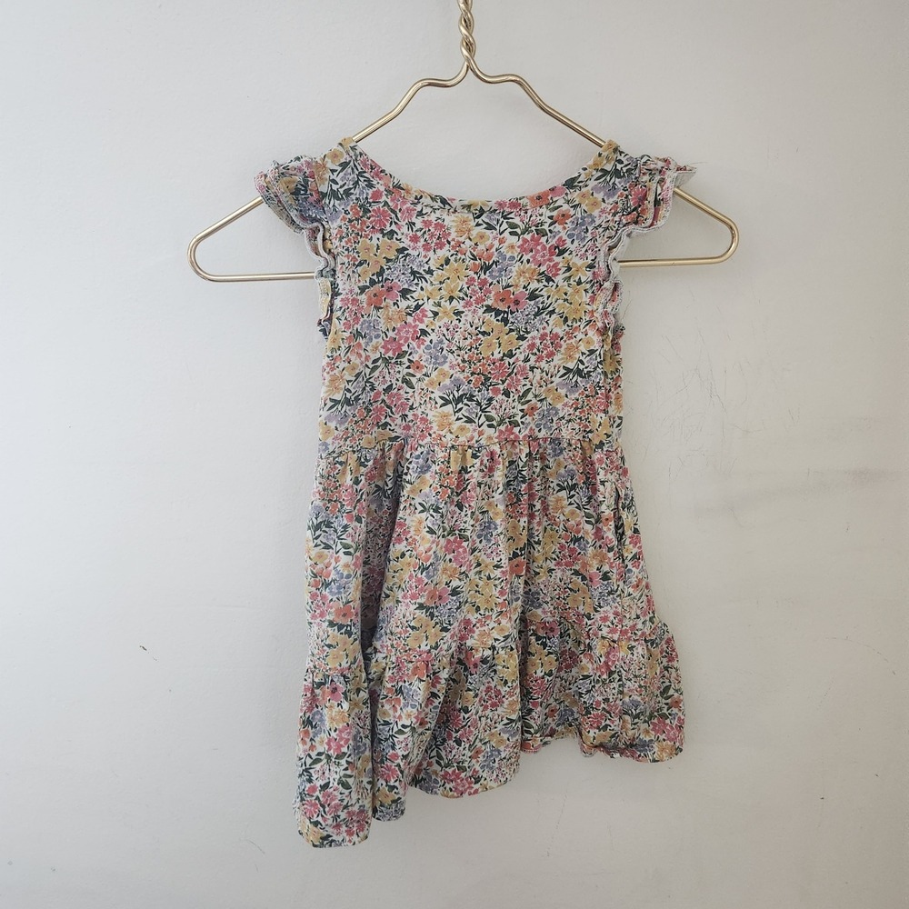 Old Navy Girls XS 5 Floral Tiered Ruffle Sleeve Cotton Jersey Dress Multi Color - Picture 2 of 4